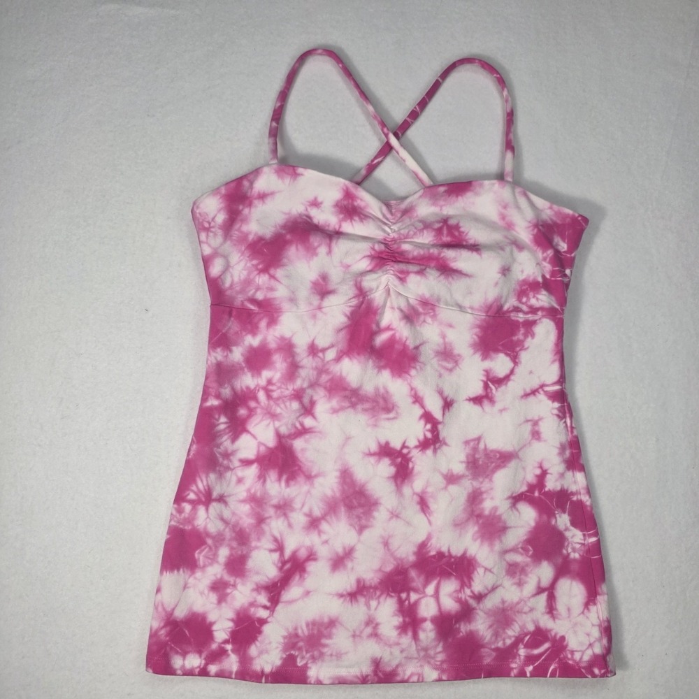 NWT Victoria's Secret Women's Pink White Tie Dye Bra Top Crossback Tank Size S